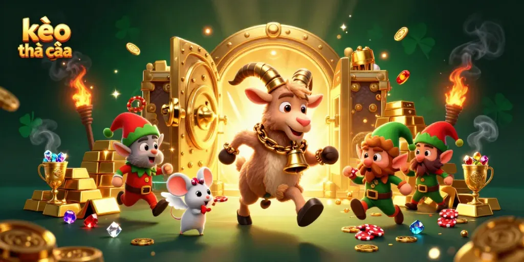 Engage with kèo nhà cái high-stakes action in a festive horror casino scene filled with treasures.