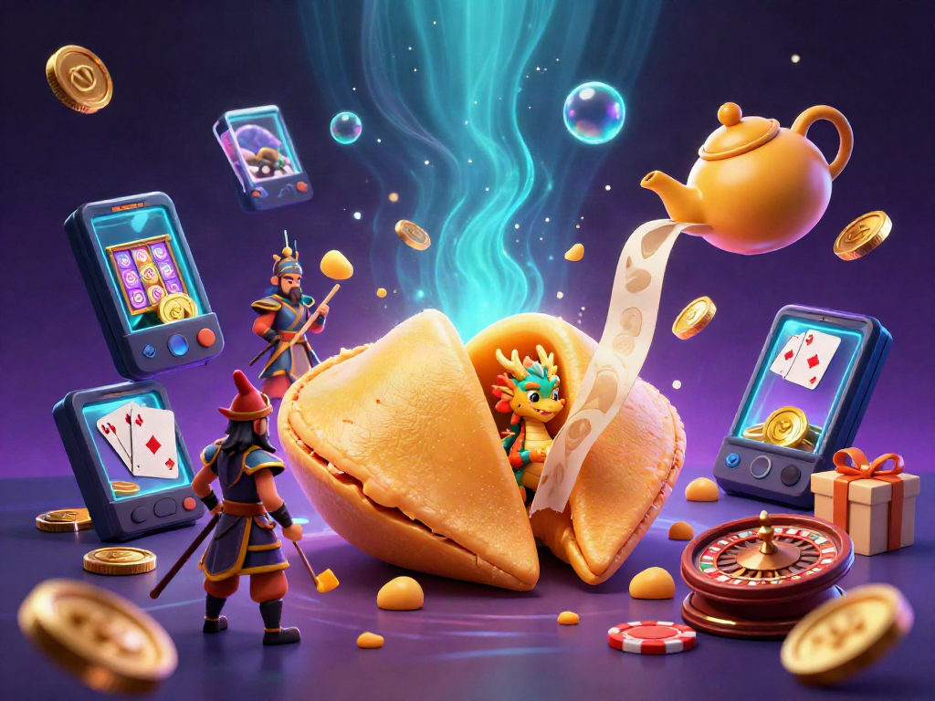 Engage with x88's thrilling casino adventure featuring a golden fortune cookie and vibrant slot games.