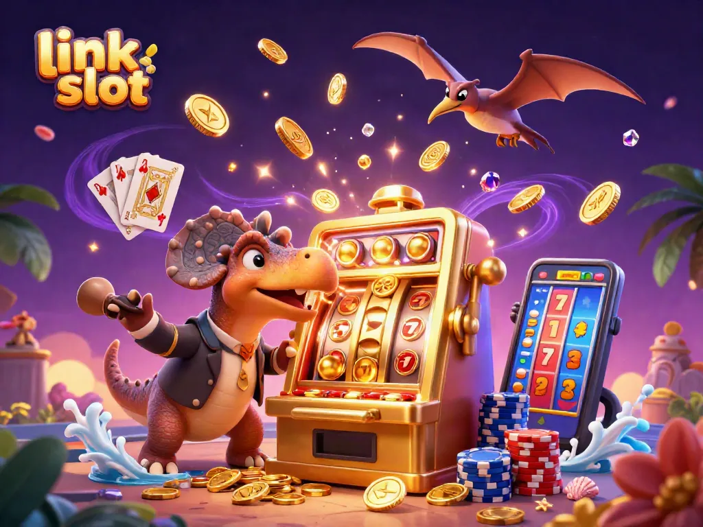 Experience thrill with link slot as a dinosaur triggers a jackpot at the casino!