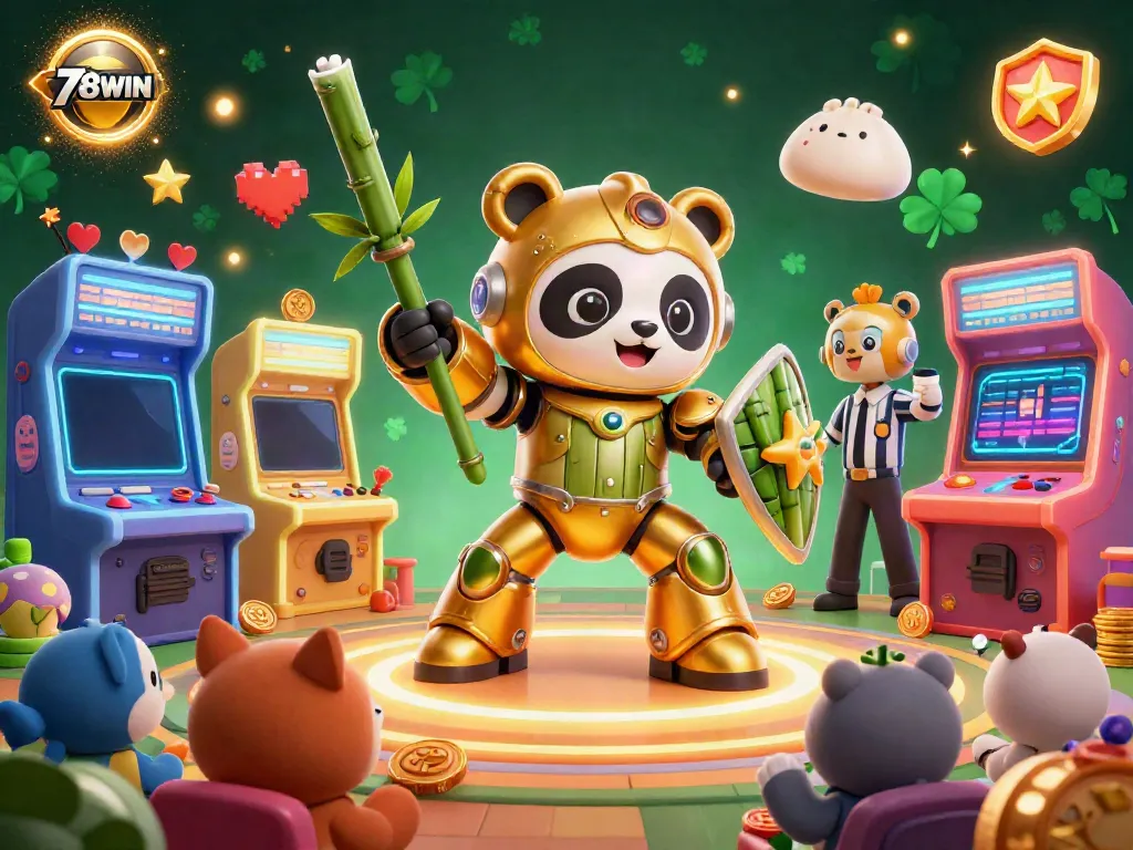 Experience the vibrant, action-packed thrill of 78WIN gaming with golden panda and dynamic casino elements.
