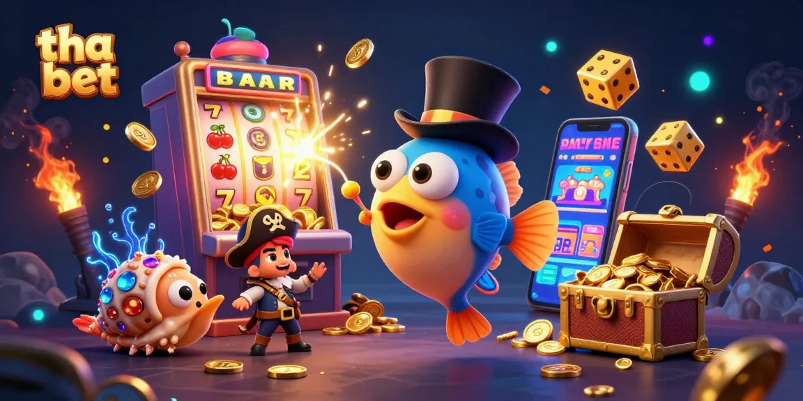 Experience the thrills at tha bet casino with vibrant elements and characters in a winning jackpot scene.