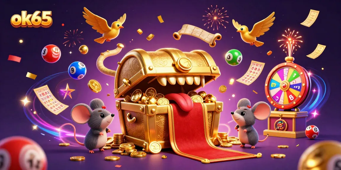 Experience the thrill of winning with ok65 in this vibrant lottery-themed illustration