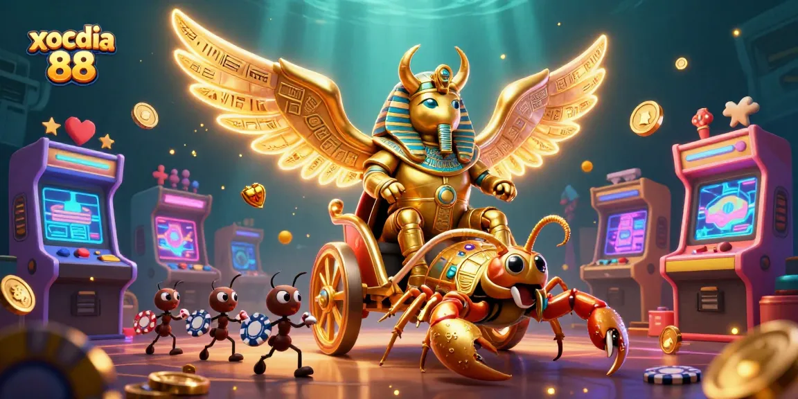 Experience thrilling gameplay with xocdia 88 in this vibrant casino illustration featuring epic characters and game elements.