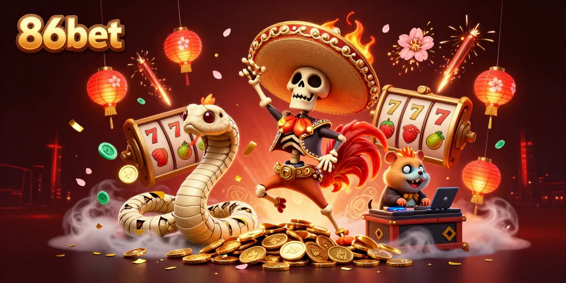 Play exciting 86bet games with thrilling characters and dynamic casino elements in a vibrant setting.