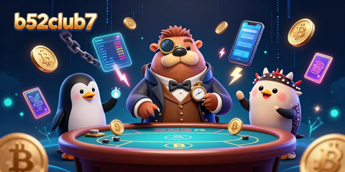 Engage in thrilling games at b52club7 with a jolly walrus, penguin dealer, and pufferfish in a fun underwater poker scene.