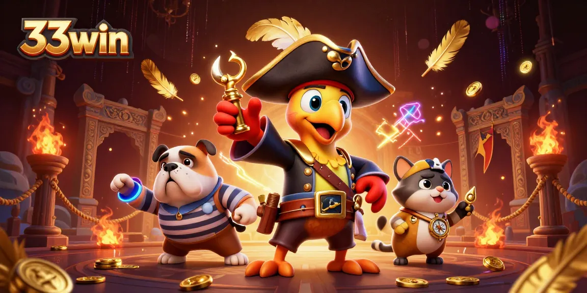 Betting on 33win with lively characters at a vibrant casino scene full of gold and excitement