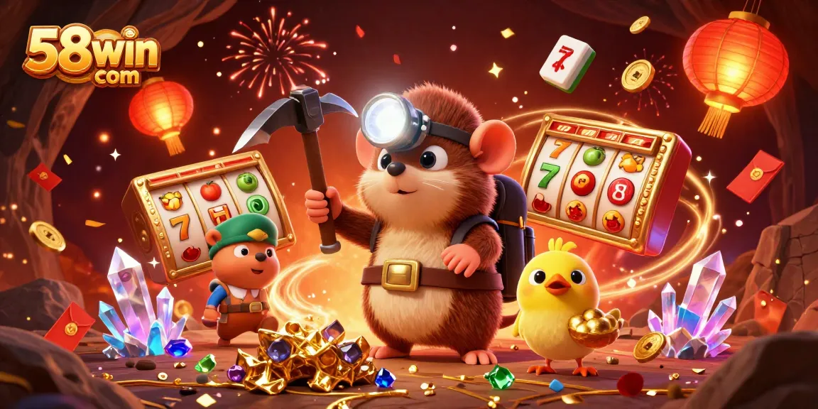 Join the excitement of winning at 58win com with this vibrant 3D illustration featuring dynamic gaming elements.