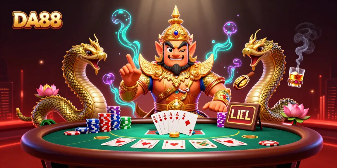 Engage in thrilling DA88 poker action with vibrant characters and dynamic gameplay elements.