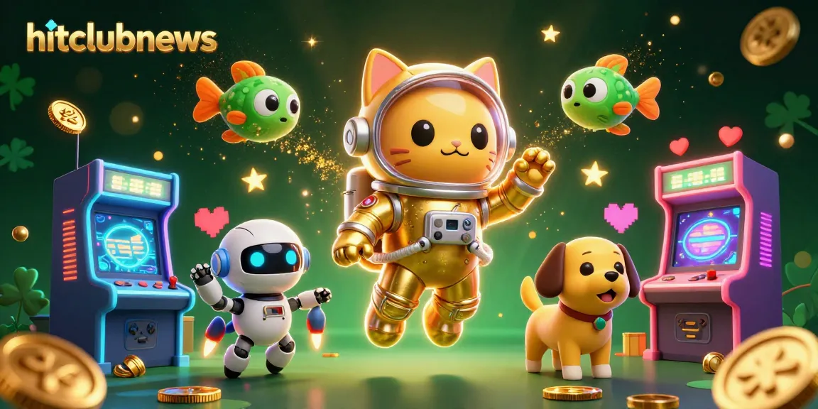 Engage with hitclubnews as a 3D cat astronaut explores vibrant cosmic casino space.