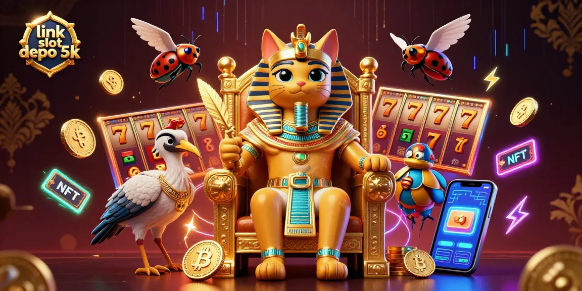 Experience the excitement of link slot depo 5k with vibrant slot reels and a luxurious casino setting.