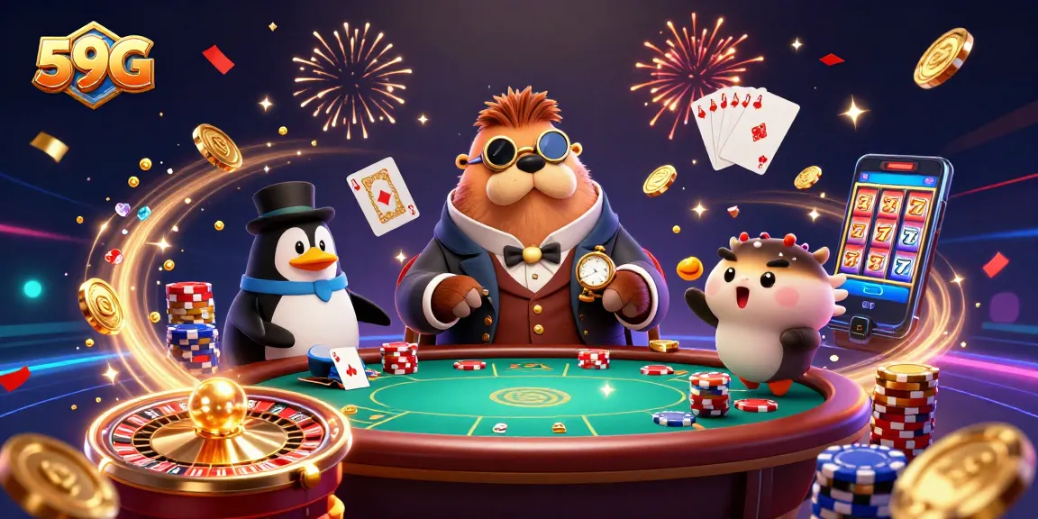 Experience exciting play with 59G at a lively underwater casino featuring a jolly walrus and friends.