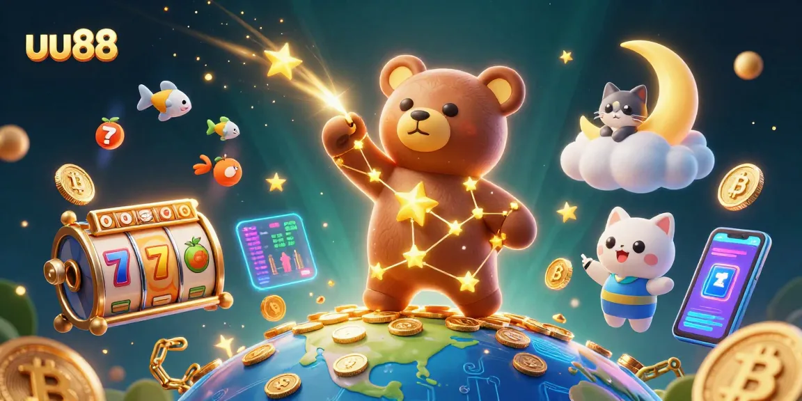 Engage with the excitement of uu88 as golden stars and slot symbols light up the sky.
