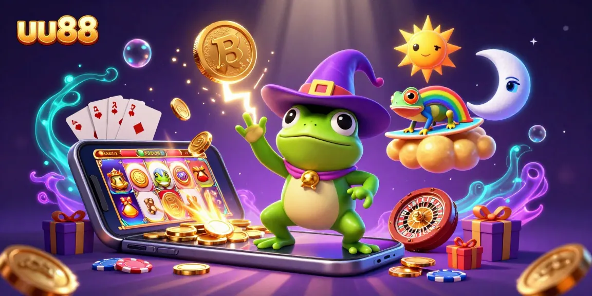 Win big at uu88 with a vibrant, magical scene of gaming excitement and swirling golden coins!