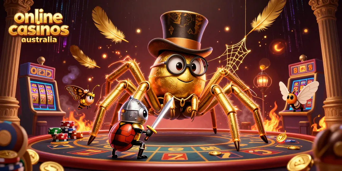 Engaging scene of online casinos Australia with vibrant characters, captivating gaming atmosphere, and rich details.