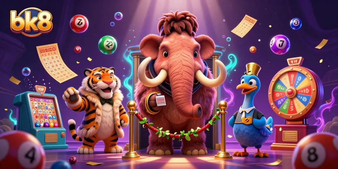 Engage with bk8's vibrant casino scene featuring a woolly mammoth bouncer and VIP guest actions